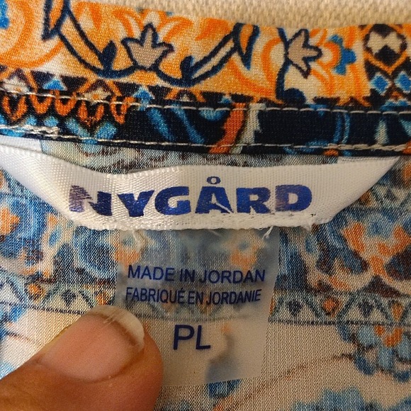 NYGARD Bohemian Hippie Abstract Print High-Low Tunic Top Women's Petite Large O - Picture 4 of 7